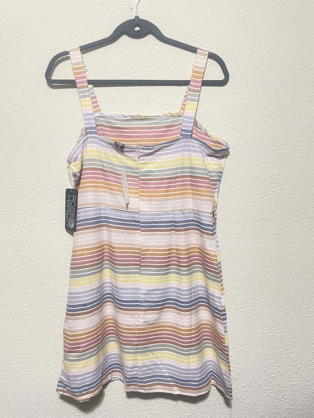 Rosie Harlow Striped Square Neck Mini Dress Size L - Picture 4 of 4